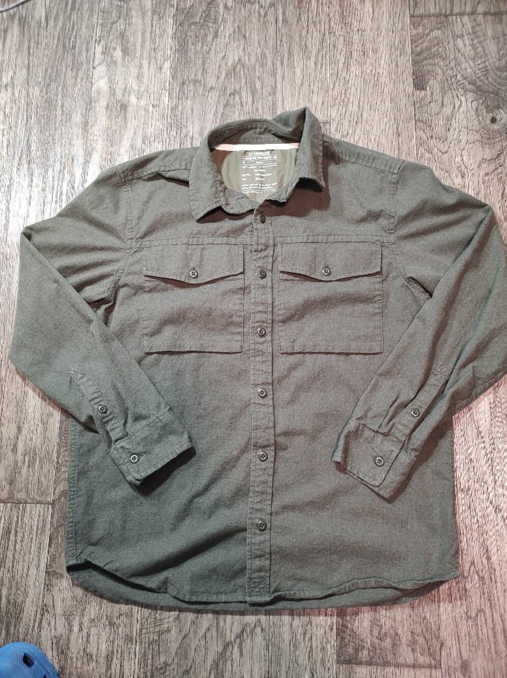REI Men's Olive Green Button-Up Shirt Organic Cotton Size M